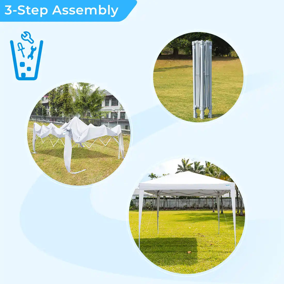 White 10x10 no sidewall canopy assembly guide#color_white