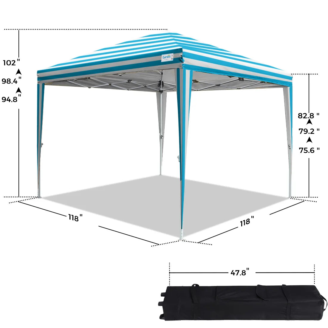 Striped blue color 10x10 canopy tent size#color_ white and blue