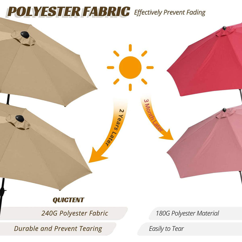 outdoor umbrella with lights polyester Fabric#color_tan