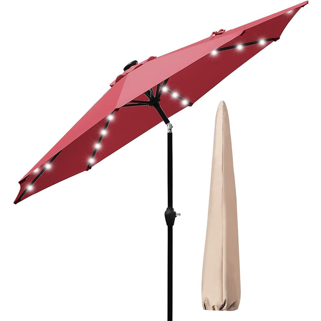 9' Patio Umbrella with Lights#color_wine