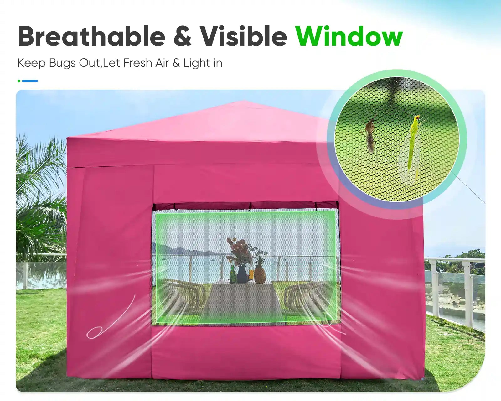 pink canopy tent with bug free window#color_pink