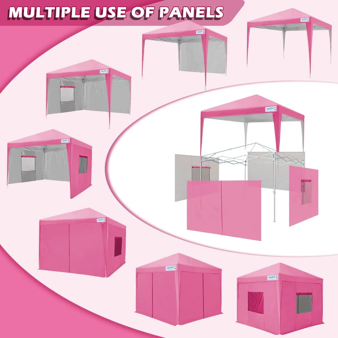 pink 8x8 canopy with sides#color_pink