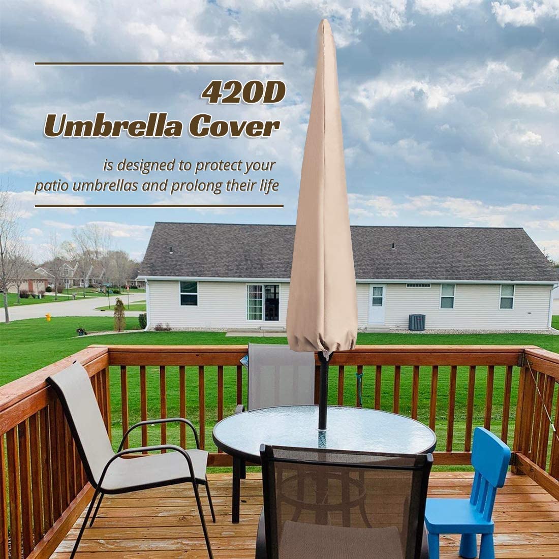420D Patio Umbrella Cover#color_tan