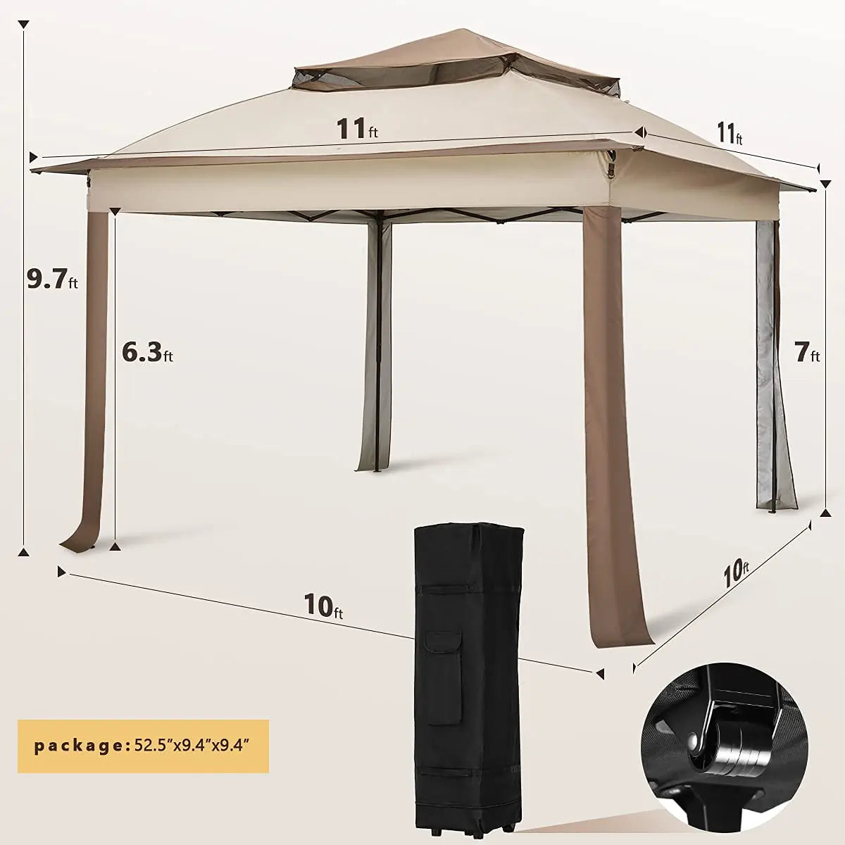 11x11 pop up gazebo tent sizes#color_beige
