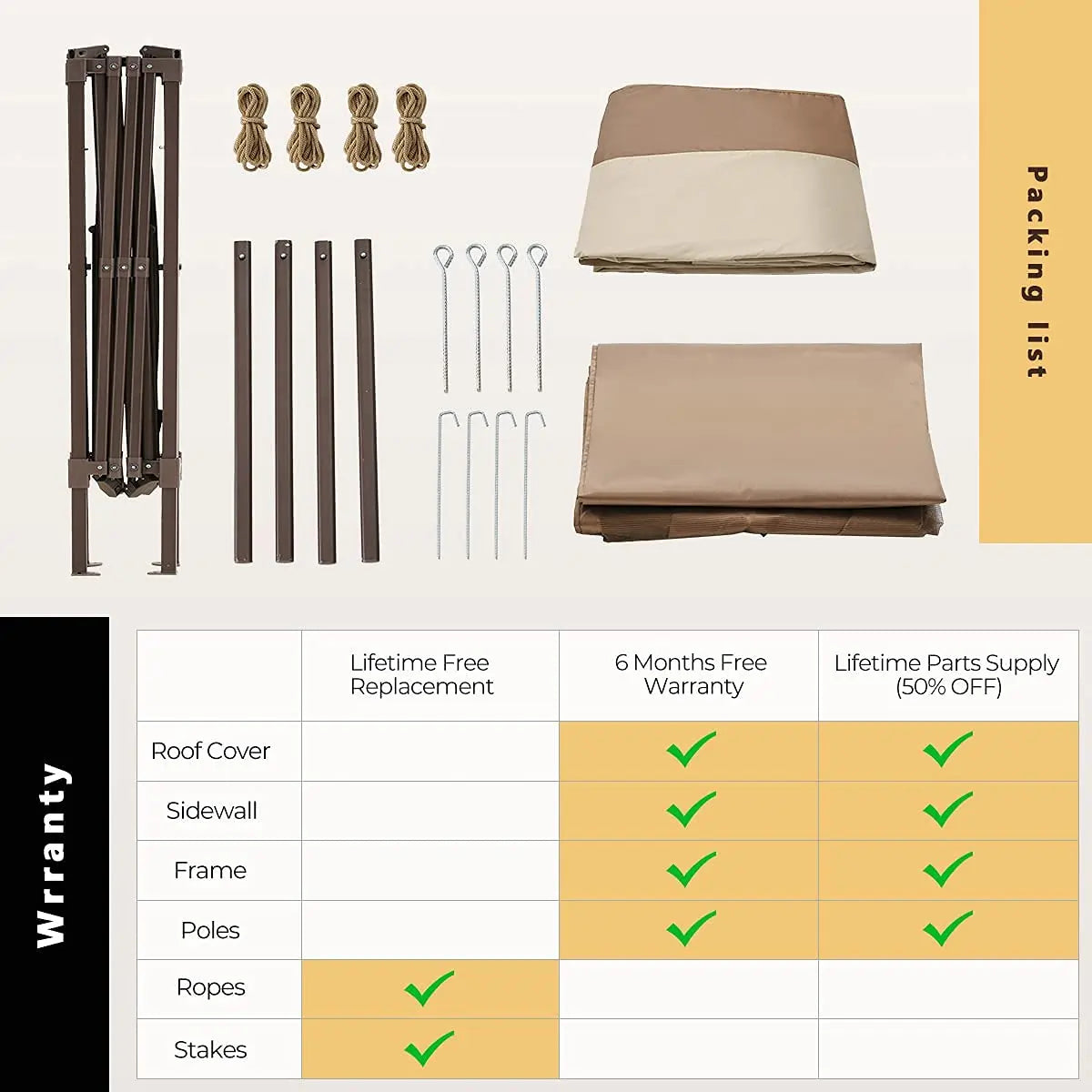 11x11 pop up gazebo tent warranty#color_beige