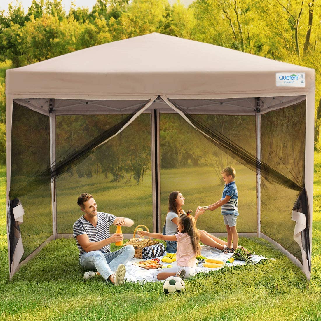 8' x 8' mesh tent#color_tan