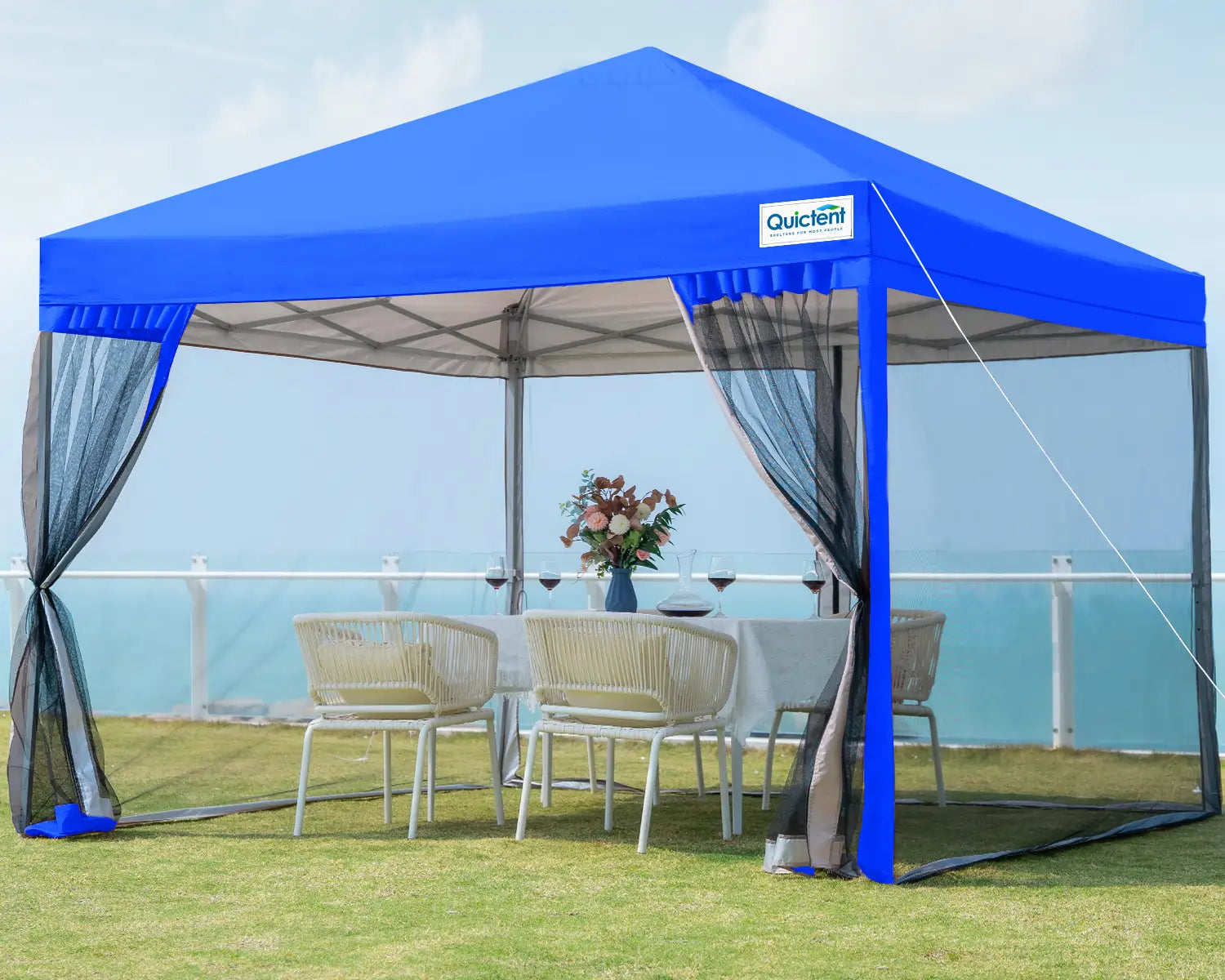 Quictent 10x10 Pop Up Canopy with Netting, Mosquito Mesh, 4 Quictent 10x10 Pop Up Canopy with Netting, Mosquito Mesh, 4
