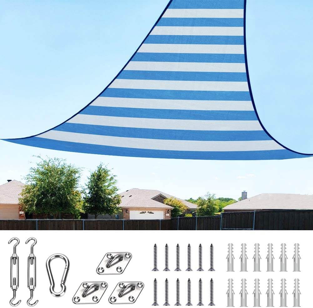 18' x 18' x18' Triangle Shade Sail-White and blue