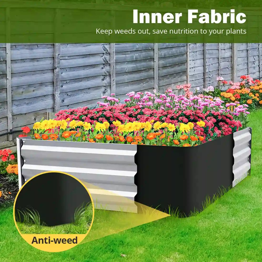 silver garden bed inner fabric#size_4x3x1ft