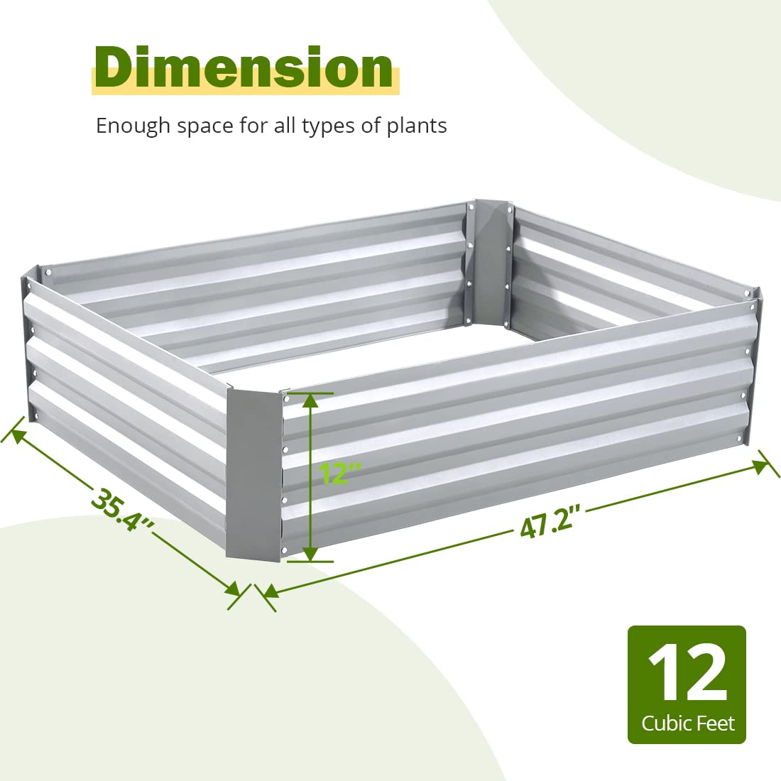 4x3x1 silver garden bed dimension#size_4x3x1ft