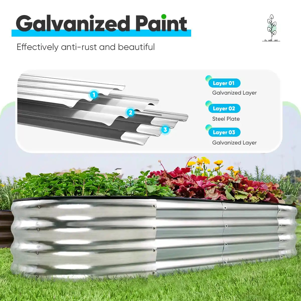 silver garden bed galvanized paint#color_silver