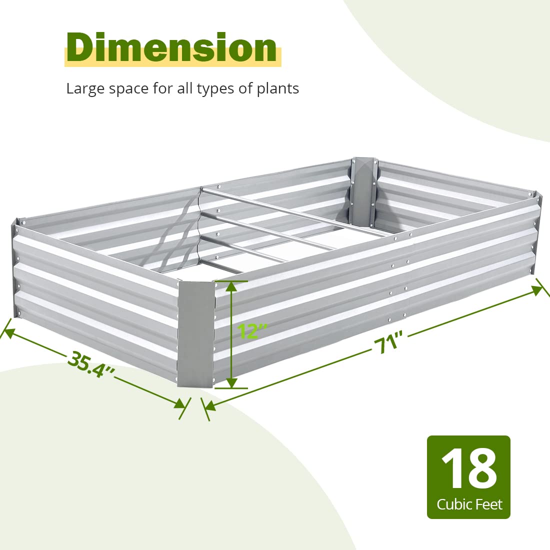 6x3x1 silver garden bed dimension#size_6x3x1ft