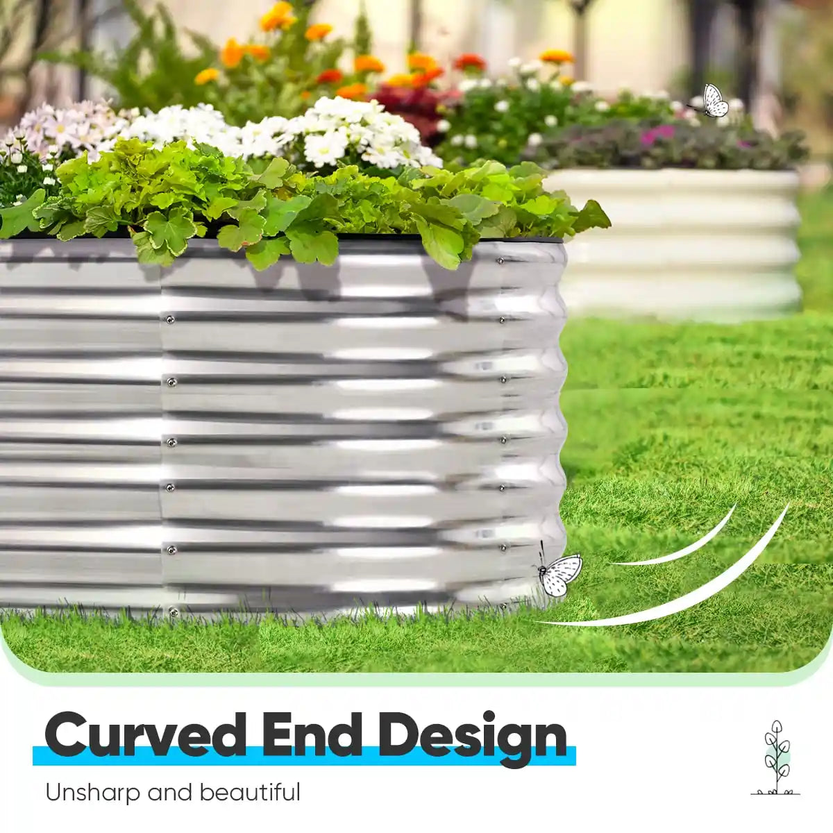6' x 3' x 2' garden bed curved end design#color_silver
