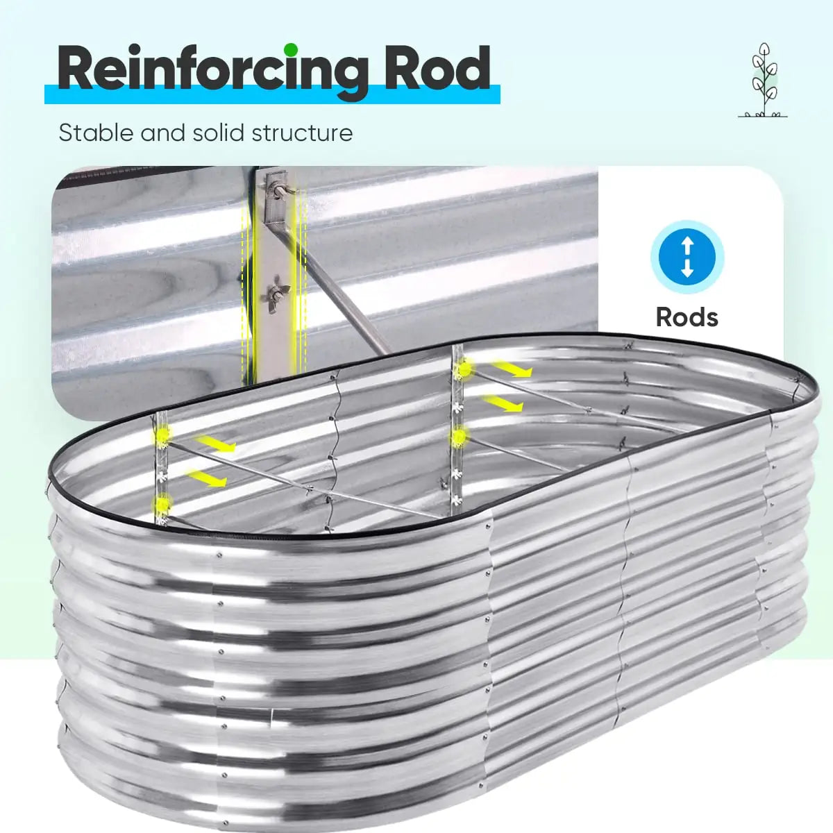 6' x 3' x 2' Oval flower bed reinforcing rod#color_silver