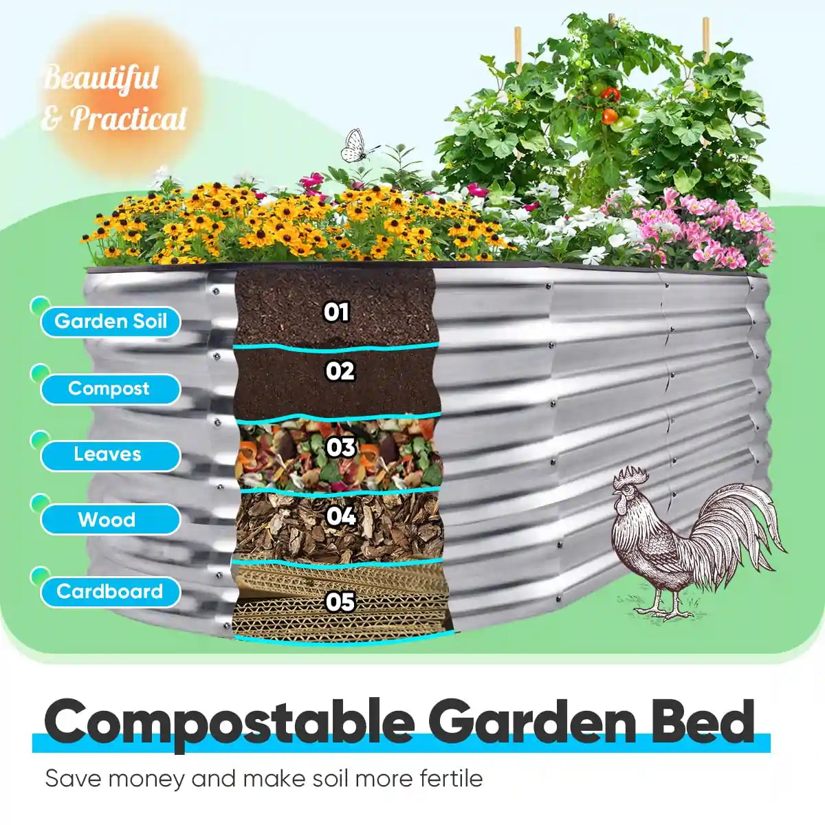 6' x 3' x 2' silver compostable garden bed#color_silver