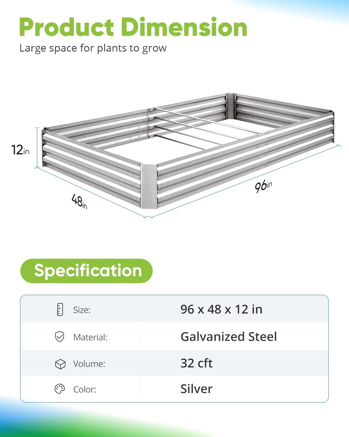silver galvanized steel garden bed#color_silver