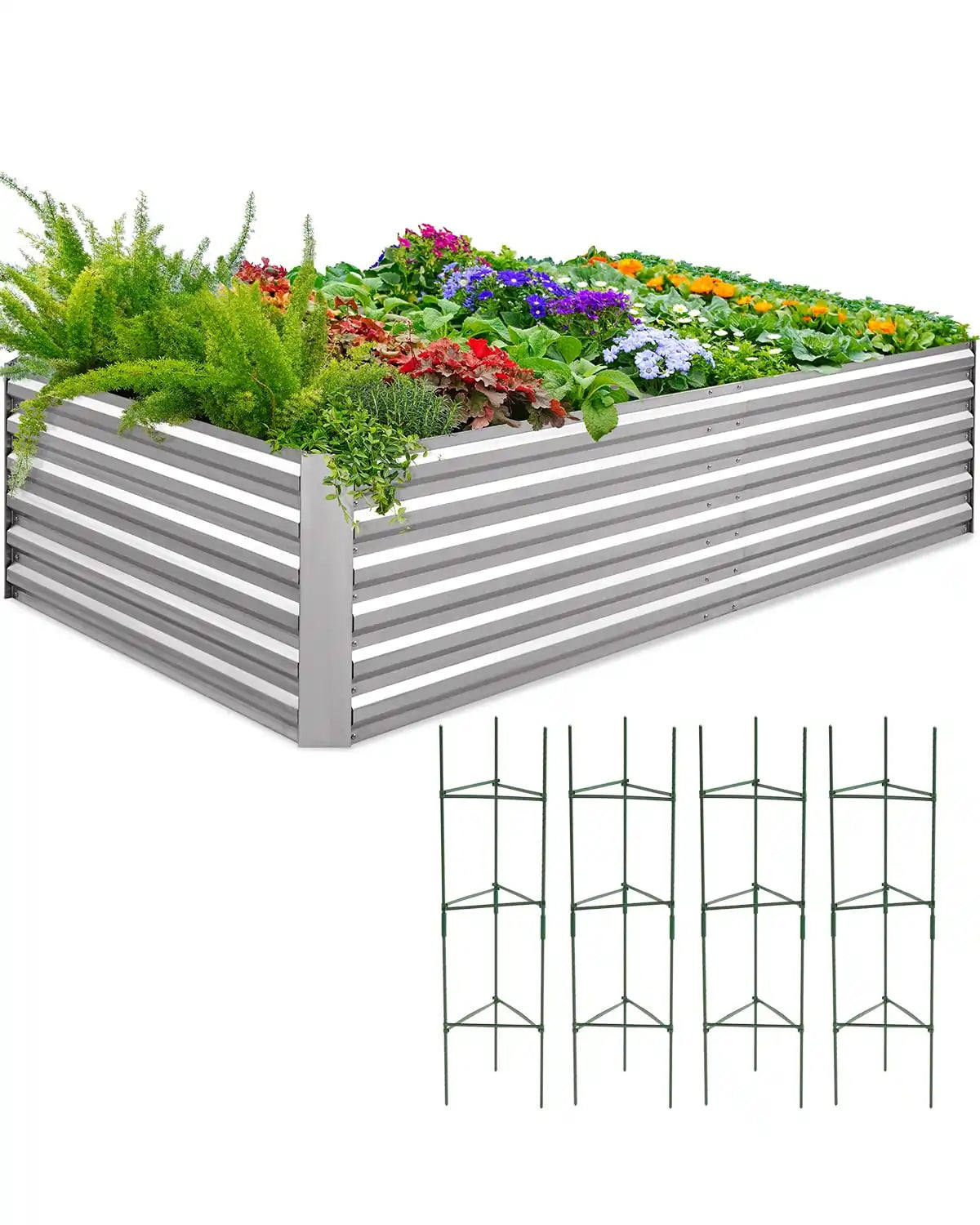 Silver 8' x 4' x 2' Galvanized Raised Garden Bed#color_silver