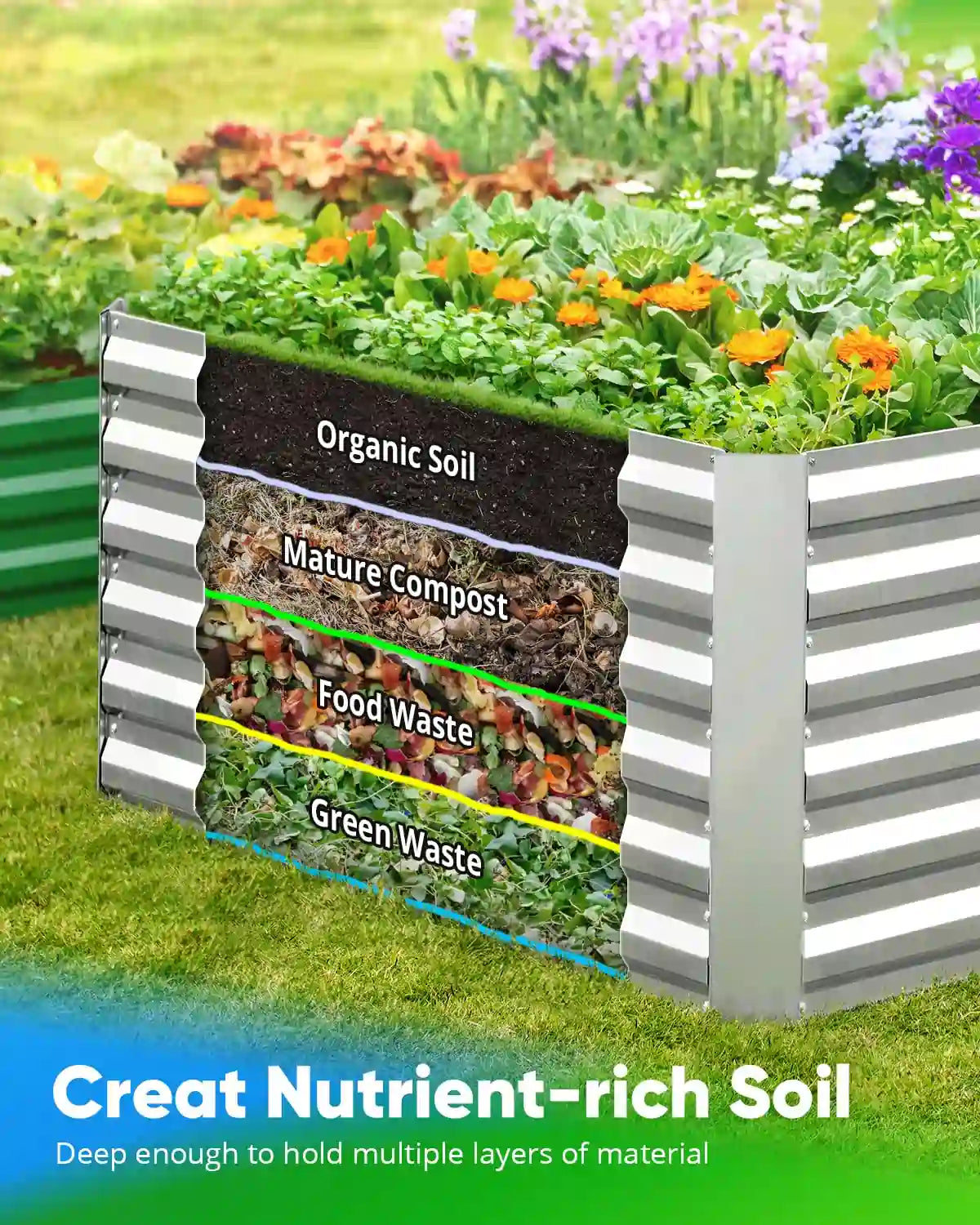 silver 8x4x2ft garden bed scientific design#color_silver
