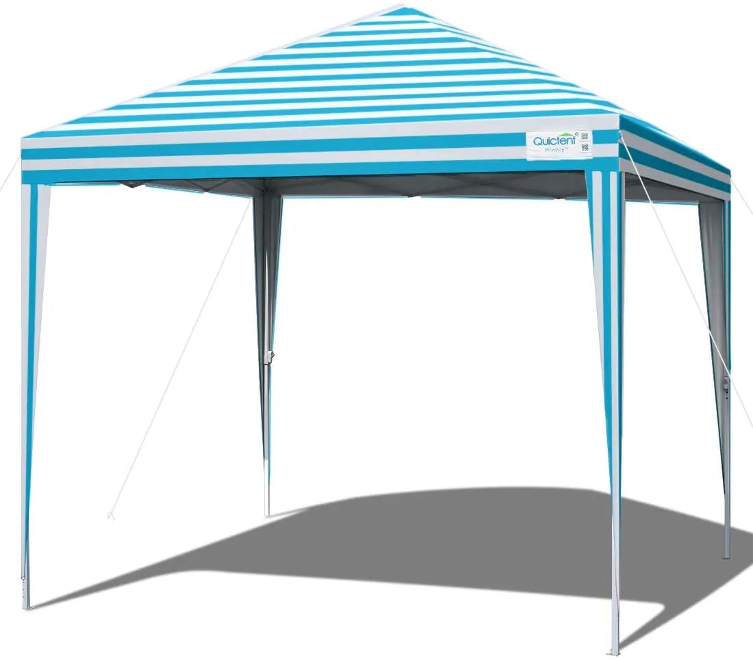 Stripe Blue 10x10 EZ Pop Up Canopy#color_ white and blue