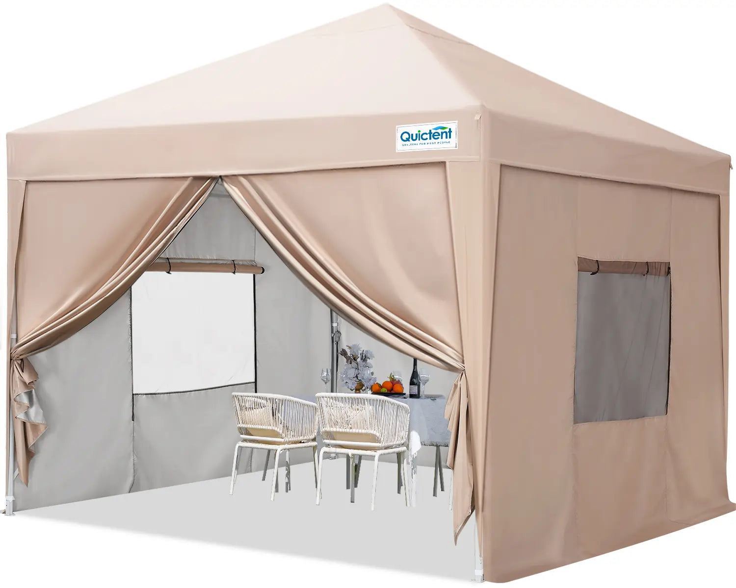 privacy 10x10 pop up canopy#color_beige
