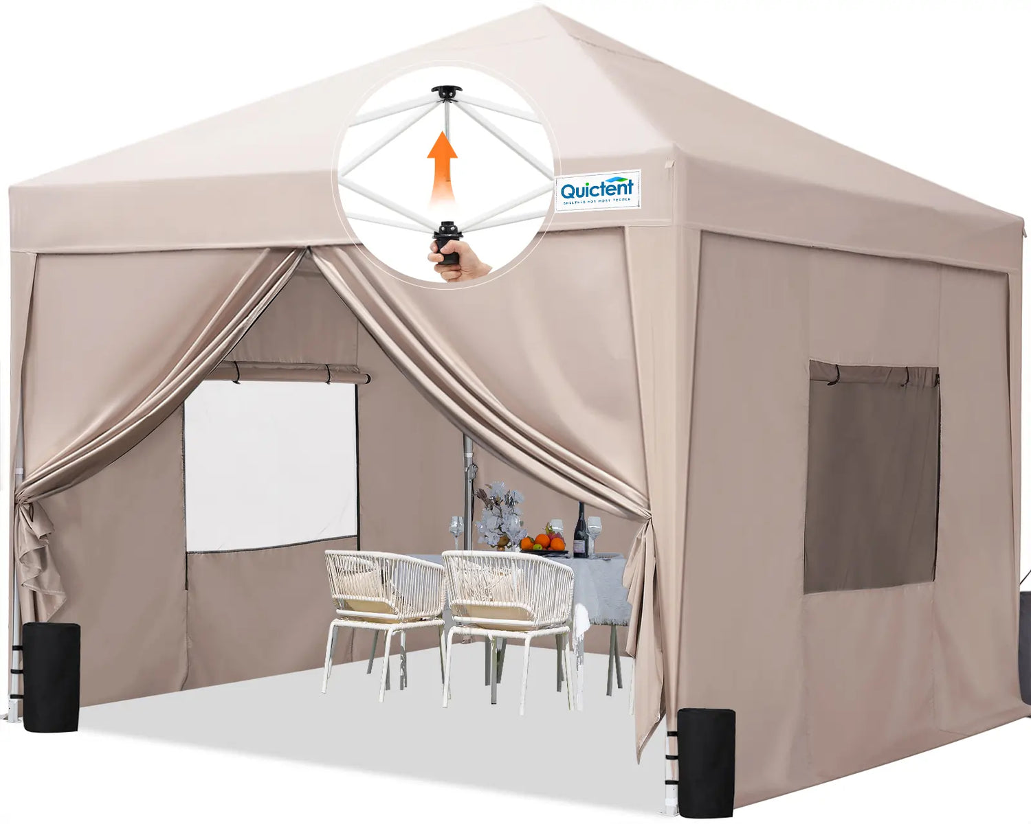Quictent 10x10 Pop Up Canopy with Sides Folding Shade Roller bag