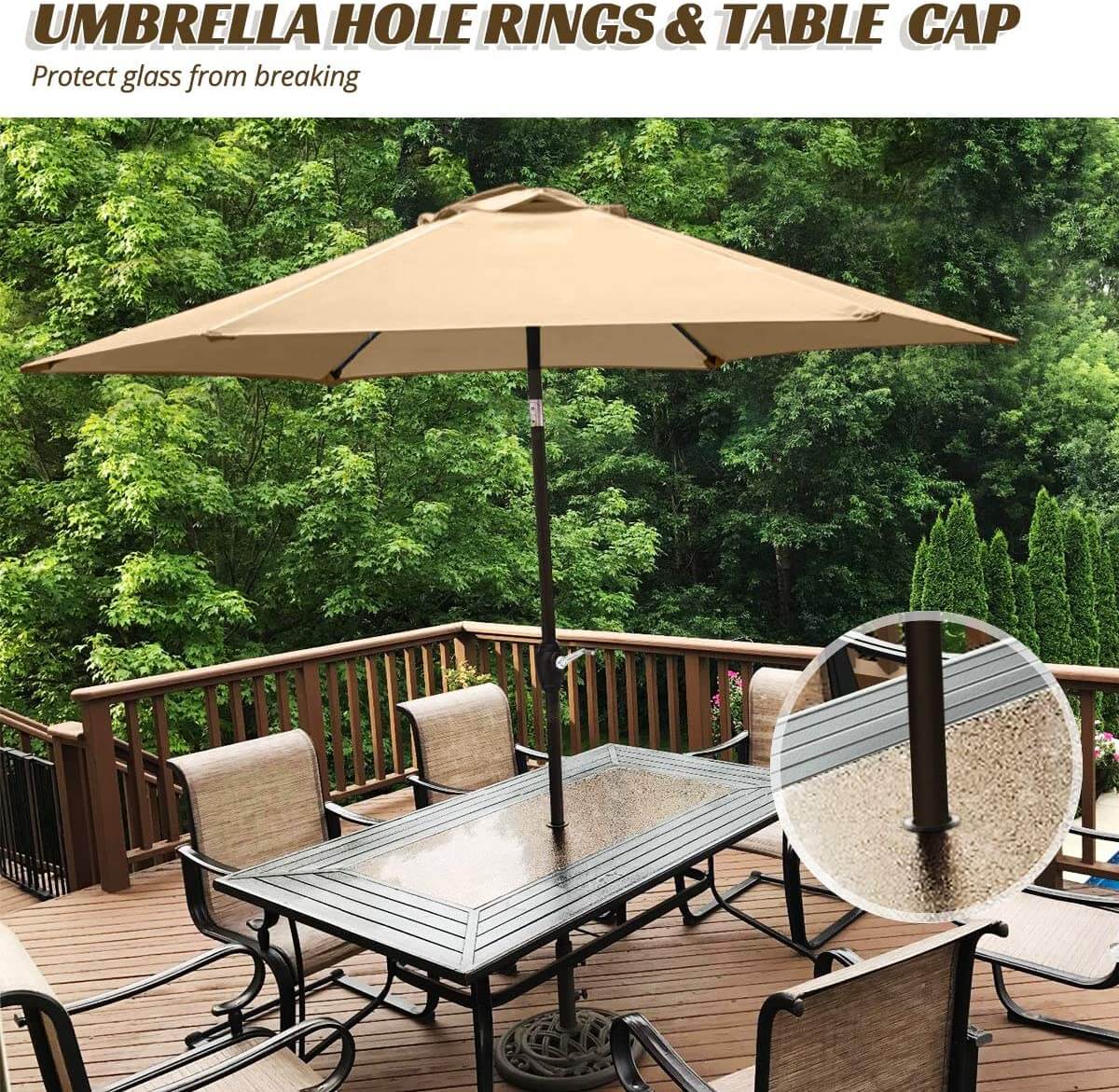 Table Cap of patio umbrella#color_tan