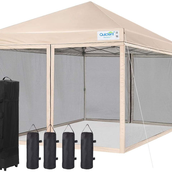 Quictent 8x8 Pop Up Canopy with Netting Screen Tent 4 Sandbags