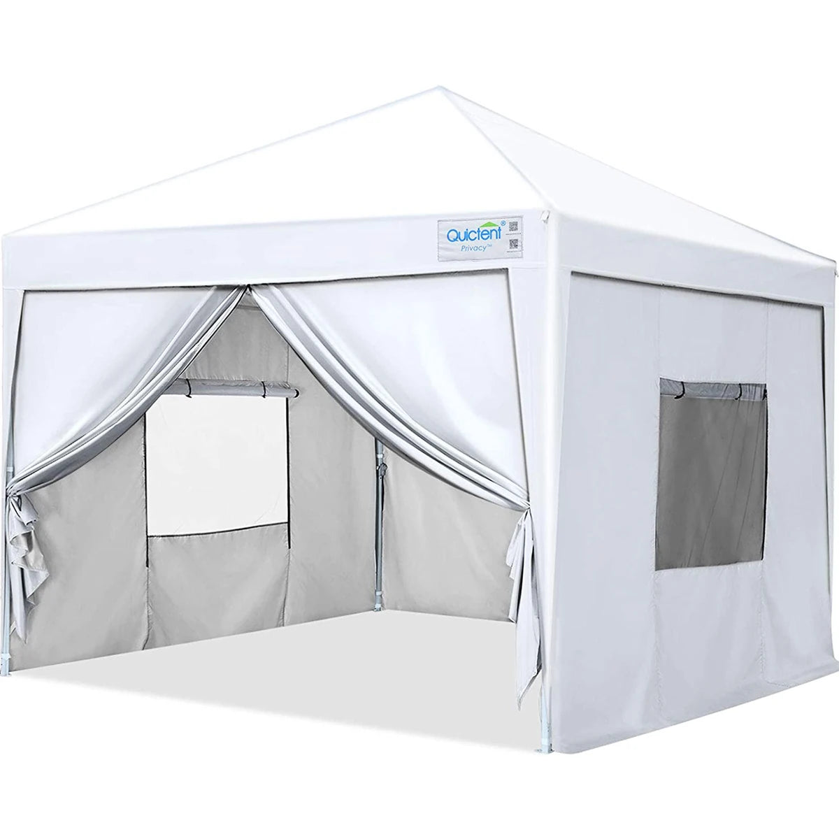 White 8' x 8' Pop Up Canopy with Sides#color_white