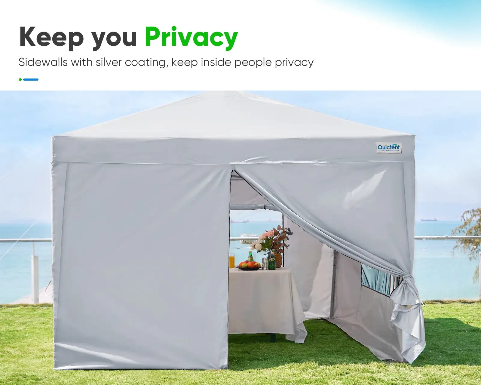 Quictent 8x8 Pop Up Canopy Tent with Sides Straight Leg Shelter