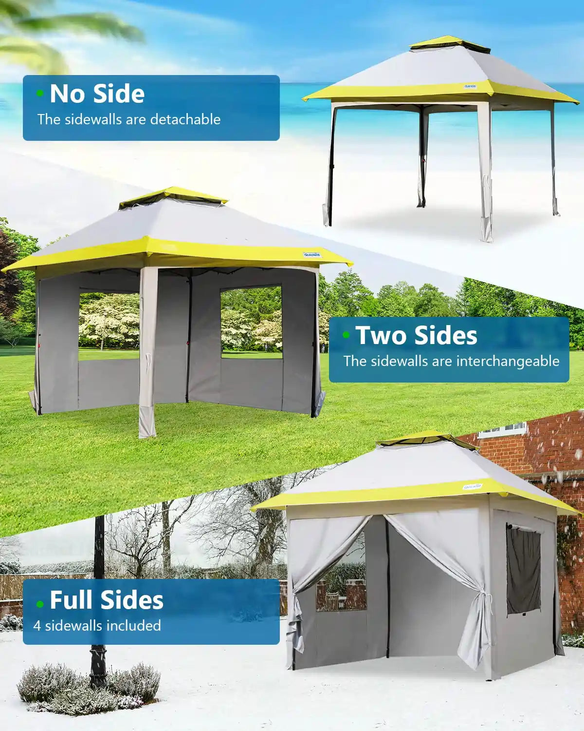 yellow 10x10 pop up gazebo with sides#color_yellow