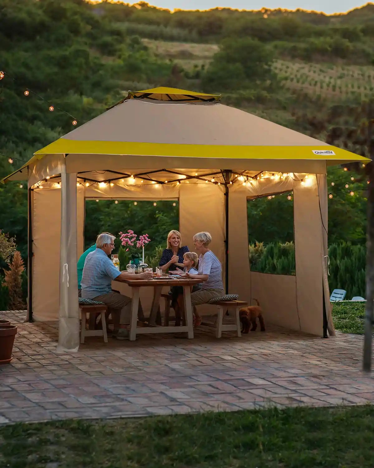 yellow 13x13 gazebo tent backyard#color_gray/yellow