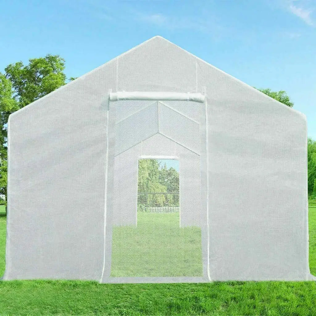 white backyard greenhouse 