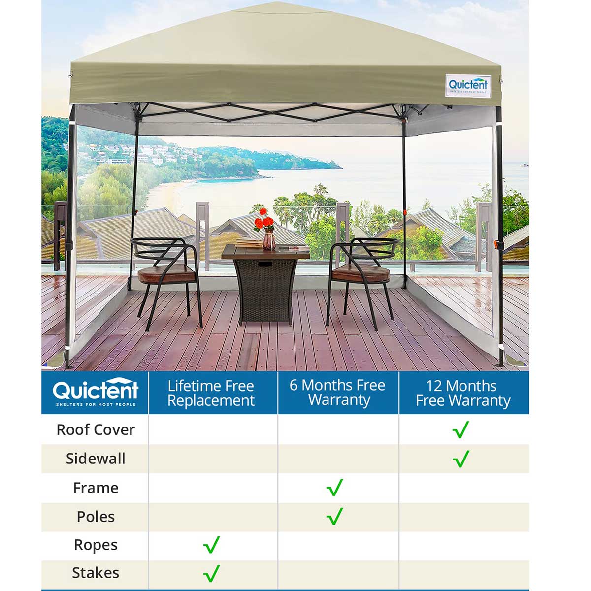 10' x 10' Pop up Canopy Tent  warranty#color_beige