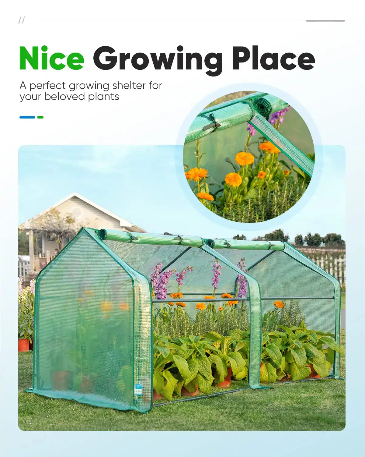 mini greenhouse Durable PE Fabric#color_green
