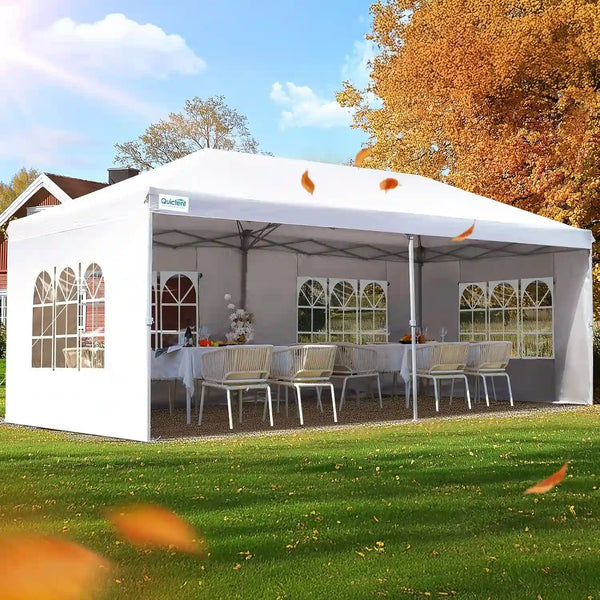 pop up tent huren 10' x 20' Canopy with Church Sidewalls, White Color:Platinum Holographic 3-4 Person Instant Pop-Up Category:Crossrad_ACID Travel Comfort Season Tent