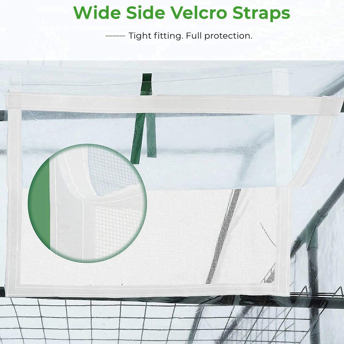 walk-in greenhouse wide side velcro straps#color_clear
