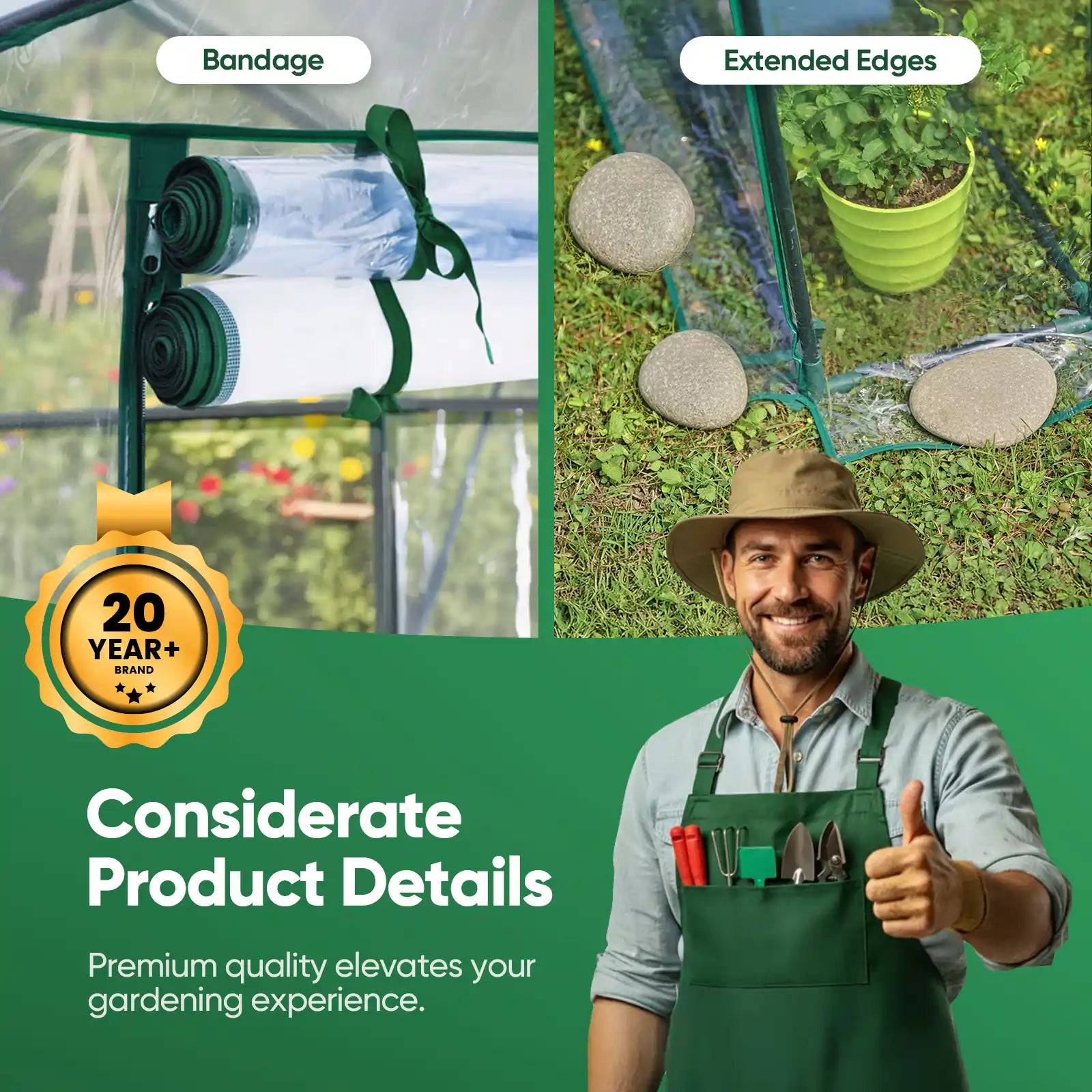 walk-in greenhouse wide side velcro straps#color_clear